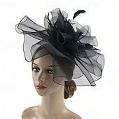 economico Fascinatori-Fascinator Piuma Rete Matrimonio Compleanno Elegante Vintage Carino Con Piuma Tulle Copricapo Copricapo