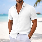 abordables chemise boutonnée pour homme-Homme Chemise Chemise Décontractée Chemise Boutonnée bleu marine Manche Courte Uni Col de chemise Occasionnel Quotidien Poche Avant Vêtement Tenue Élégant Mode Occasionnel