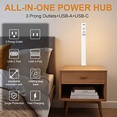 ieftine Aparate de uz casnic-Prelungitor cu ștecher plat și USB C, prelungitor cu braț pivotant pentru a fi montat în spatele mobilei, stație de încărcare ultrasubțire cu 3 prize AC &amp;porturi USB, cablu subțire pentru noptieră,
