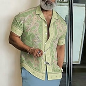 economico Modello etnico-Per uomo Paisley Stampa Floreale Etnico Camicia Camicia con Bottoni Camicia con collo camp Manica Corta Vintage Retrò Abbigliamento casual alla moda Vacanza Estate Primavera Colletto cubano Stampa 3D