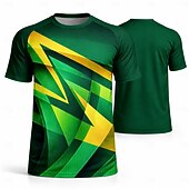  Voor heren Voetbalshirt Geometrisch Brazilië Truien Sportief T-shirt Zomer Kleurenblok Korte mouw UPF 50 Sneldrogend Vochtregelerend Ademend Toernooi Voetbal Informeel Hardlopen Joggen Opleiding Groen