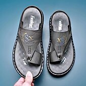 abordables Sandalias de Vacaciones-Sandalias de hombre de piel sintética marrón: calzado informal de verano, correa ajustable, ideales para viajes al aire libre y para el día a día.