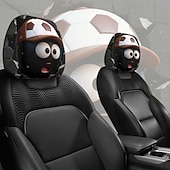 voordelige 250e Verjaardag-2 stuks grappige hoofdsteunhoezen met voetbalhoofd-uitdrukking voor in de auto, gemaakt van non-woven polyester, universele pasvorm, wasbaar, eenvoudig te installeren, perfect voor roadtrips of