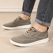 abordables Baskets Décontractées-Baskets décontractées kaki en maille pour homme, à lacets, respirantes, légères et confortables, idéales pour la marche au quotidien, les voyages, les trajets domicile-travail, les loisirs de plein air, les activités du week-end et le sport. Style décontr
