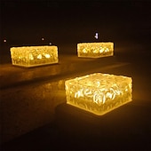 お買い得  経路ライト＆ランタン-大型屋外ソーラー防水ガラスアイスブリックパスライト6個セット、庭、庭、芝生、通路、別荘、農場、パティオ、階段用装飾LEDランプ – 夏の雰囲気のある景観照明