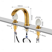 cheap Bathroom Sink Faucets-Gold Bathroom Faucet 360° Three Holes Widespread Crystal Handle Bathroom Sink Faucets Retro Vintage Lavatory Vanity Faucet