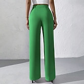 ieftine pantaloni rochii de dama-Pentru femei Pantaloni Costume Pantaloni de vară Vacanță Modă Casul Zilnic Lungime totală Talie Înaltă Culoare solidă Simplu Fermoar Buzunar Picior Larg Confort Ușor Απαλό Micro-elastic Haine de