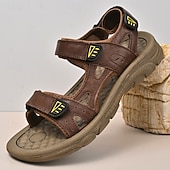 billige Utendørs sandaler-herre brune utendørssandaler justerbare sportssandaler med borrelås åpen tå komfortable tursko for fotturer, reiser, strandferie, camping, utendørseventyr og sommerens daglige bruk