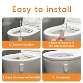 abordables Luces del baño-1 unidad de lámpara colgante con forma de gota de agua, novedosa y creativa, con sensor humano, luz ambiental inteligente y automática, luz nocturna RGB recargable para inodoro.
