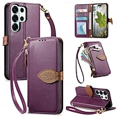 billige 2026 Samsung Galaxy S26-serien-telefon Etui Til Samsung Galaxy S26 S26 Pluss S26 Ultra Lommebok-kortveske Flip deksel Glidelås med håndleddsstropp Støtte Kontor / Bedrift TPU PU lær