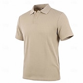 preiswerte Klassisches Poloshirt für Herren-Herren Zopfstrick-Poloshirt Textur Geschäft Urlaub Revers Kurzarm Mode Modern Einfach Knöpfe Atmungsaktiv Sommer Frühling Schwarz Weiß Wein Marineblau Grün Khaki Zopfstrick-Poloshirt