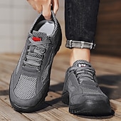 baratos Tênis Casuais-Botas de caminhada masculinas para atividades ao ar livre – mistura de couro sintético e camurça, sola antiderrapante durável, design respirável, perfeitas para aventuras ao ar livre, viagens e uso casual diário.