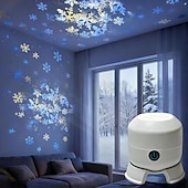 baratos luzes do projetor de galáxia estrela-Projetor de luz LED dinâmico e giratório, com rotação de 360°, recarregável via USB, com padrões dinâmicos de flocos de neve, oceanos e Natal para quarto, banheiro e corredor.