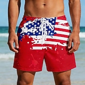 cheap Patriotic 250 Shorts-Men's 4th of July U.S. 250th Anniversary US Flag Patriotic Swim Trunks Swim Shorts Board Shorts Mid Waist Casual Holiday Side Pockets Mesh Lining Elastic Drawstring Waist Designer Clothing Apparel