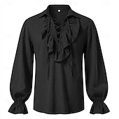  العصور الوسطى عصر النهضة قميص أكمام طويلة قرصان الفايكينج ملابس تنكرية رجالي الفايكينج قرصان عيد الرعب مهرجان أداء LARP رن فير للبالغين قميص