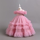 halpa Kukkatyttön mekot-Lapset Tyttöjen Juhlamekko Yhtenäinen väri Hihaton Häät Koulu Suoritus Tyylikäs Muoti Villasekoite Polyesteri Juhlamekko Kesä Kevät Syksy lapset Pavupastapuuteri