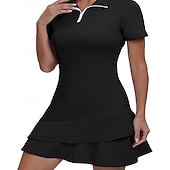 billiga Kvinnors klänning-Dam Grafisk Leopard Geometrisk Tennisklänning med shorts Sportklänning Golfpikéklänning Kortärmad Fjärdedels blixtlås Asymmetrisk Elastisk Svettavvisande Andningsfunktion Tennis Golf Badminton