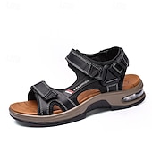 cheap Vacation Sandals-Men's Brown Outdoor Sandals – Adjustable Strap Summer Shoes, Breathable Comfort, Hiking, Beach &amp; Travel Wear