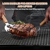 ieftine Grătare și gătit în aer liber-2 bucăți de tocat carne din oțel inoxidabil cu gheare de urs, instrument pentru grătar, mâner din lemn, divizor de carne, mixer alimentar, deschizător de sticle