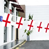 abordables Partido de Fútbol Mundial 2026-Banderín con bandera de Inglaterra para el Mundial de Fútbol de Verano (50 banderas, 14 metros), pequeño banderín con banderas inglesas para decoración de países, escuelas, fiestas y eventos