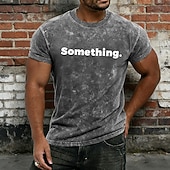  Tricou vintage bărbătesc violet, spălat acid, cu mesajul „something”. Tricou minimalist cu un singur cuvânt, grafic, lavabil mineral, culoare prună, bumbac învechit, streetwear, mărimea S-4XL