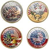  Набор из 4 подвесок в честь 250-летия США – двумерный орел. &Кулон с американским флагом, патриотическое памятное украшение, коллекционный предмет 1776-2026, подарок ко Дню независимости, 4 июля,