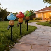 tanie Światła ścieżki i latarnie-Lampy ogrodowe z żywicy zasilane energią słoneczną, wodoodporne, oświetlenie ścieżek zewnętrznych, dekoracja ogrodu w stylu willi (1 szt.)