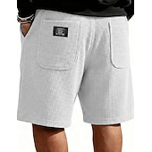 abordables Shorts décontractés-Homme Short gaufré Shorts Short décontracté Avec Poches Taille Élastique Uni À carreaux Confort Respirant Longueur Genou Occasionnel Extérieur Vacances Vacances Mode Noir Blanche Micro-Élastique
