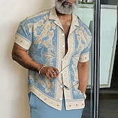 economico Modello etnico-Per uomo Paisley Stampa Floreale Etnico Camicia Camicia con Bottoni Camicia con collo camp Manica Corta Vintage Retrò Abbigliamento casual alla moda Vacanza Estate Primavera Colletto cubano Stampa 3D