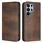 baratos 2026 Samsung Galaxy S26 Série-telefone Capinha Para Samsung Galaxy S26 S26 Ultra Plus Capa para Cartão Wallet Com Suporte Suporte para carregamento sem fio Slot para cartão Retro TPU Couro PU