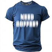 cheap Men's Funny T shirts-Men's NEED COFFEE? Funny Blurry Dizzy Effect Graphic T-Shirt Coffee Lover Gift Motion Blur Text Print Casual Short Sleeve Tee Office Humor Designer Clothing Apparel S M L XL XXL XXXL