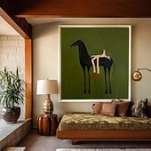 billige Cowboys-Hang malte oljemaleri Håndmalte Kvadrat Abstrakt Moderne Valset lerret (uten ramme)