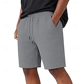 cheap Casual Shorts-Men's Shorts Casual Shorts Jacquard Pocket Plain Textured Comfort Breathable Above Knee Casual Outdoor Beach Vacation Fashion Navy Blue Light Grey Micro-elastic