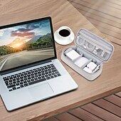 cheap Luggage &amp; Travel Storage-Travel Storage Bag with Cable Management, Zippered Light Gray Tech Organizer for Chargers, Power Banks, Hard Drives, Data Cables – Portable Carry-On Travel Case