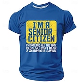  Camiseta masculina engraçada e sarcástica com estampa de idoso, gola redonda, manga curta, modelagem regular, ideal para presente de aposentadoria, roupa de grife.