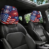 abordables 250º Aniversario-2 fundas para reposacabezas de coche con diseño de bandera estadounidense, con estampado de estrellas y rayas rojas, blancas y azules, ajuste universal, fácil de limpiar, suave y cómoda, ideal para