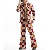 Χαμηλού Κόστους Ενδύματα-Σετ Ρετρό / Βίντατζ Δεκαετία '70 Παντελόνια Πουκάμισο Μακριά Μανίκια Χίπισσα Ντίσκο Καρώ / Gingham Φανταχτερή Φόρεμα Ανδρικά Απόκριες μουσικό φεστιβάλ Ρετρό Θεματικό Πάρτι Ενηλίκων