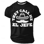 cheap Men's Funny T shirts-Cinco de Mayo Men's They Call Me El Jefe Funny T-Shirt Mexican Sombrero Mustache Graphic Short Sleeve Crew Neck Casual Top Fiesta Designer Clothing Apparel S M L XL XXL XXXL