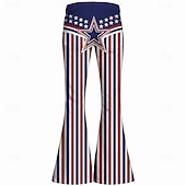  250° anniversario USA Retrò Vintage Anni '70 Pantaloni Pantaloni a zampa d'elefante Hippie Disco Vita alta Costume Per donna Mascherata 4 Luglio Feste Giorno dell'Indipendenza Adulti Pantaloni