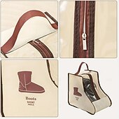 cheap Storage Bags-4pcs Non-Woven Fabric Boot Storage Bags with Handles, Home and Travel Dustproof Boot and Shoe Storage Bags, Suitable for Flat Shoes, Ankle Boots, and High-Top Boots, Travel Shoe Organizer