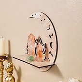 baratos Esculturas-Prateleira decorativa de madeira em formato de lótus vazado, para montagem DIY, prateleira flutuante, ideal para decoração de parede em quartos, despensas e para guardar pequenos objetos.