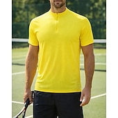 tanie Koszula męska-Męskie Solidne kolory Koszulka sportowa Koszulka do tenisa Koszulka tenisowa Krótki rękaw Quarter Zip Szybkie wysychanie Elastyczny Odprowadza wilgoć Oddychający Bransoletka tenisowa Buty golfowe