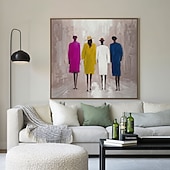 abordables Oil Paintings-Hand Painted firgure Oil Paintings People Walking On The Street Painting 100% Hand Painted Oil Painting On Canvas Classic Wall Art For Living Room Decor