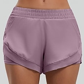 billige Atletisk shorts-Dame Shorts Sommershorts Casual shorts Aktiv Ferie Mote Kort Medium Midje Helfarge Lomme Elastisk midje Komfort Myk Pustende Mikroelastisk Gateklær Løp Sport &amp; Utendørs Svart Blå Lilla Grå Sommer Vår
