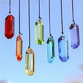 cheap Wall Sculptures-7pcs Crystal Sunlight Catchers Prism Indoor Window Hanging Decoration Rainbow Glass Prism Sunlight Catcher Decor for Home Garden