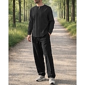 economico Tute da ginnastica-Per uomo Tuta da Ginnastica Tuta da Jogging Tute da allenamento Coulisse 2 Pezzi Tinta unita Set di Abbigliamento Sportivo Estate Primavera Nero con Bianco Cáqui Escuro Allenamento in Palestra