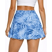 baratos Saias e Skorts Femininos-Mulheres Floral Saia de tênis Bolsos Elástico Redutor de Suor Respirável Corrida Ginástica Ioga Saias Azul Roupas de tênis