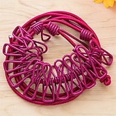 Недорогие Активный отдых на свежем воздухе-Набор из 3 портативных дорожных бельевых веревок, каждая с 12 прищепками — бельевая и сушильная веревка, устойчивая к ветру, сворачивающаяся и эластичная.