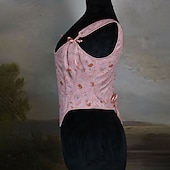 billige Topper-Kostymer i middelalderstil Renessanse Cottagecore Korsett Bodice Viking Bonde Blondér Blomstret Kostyme Dame Keltisk fantasi Halloween Karneval Ytelse LARP Ren Faire Voksne Korsett