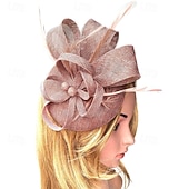 cheap Fascinators-Fascinators Fabric Wedding Birthday Elegant Vintage Cute With Feather Headpiece Headwear